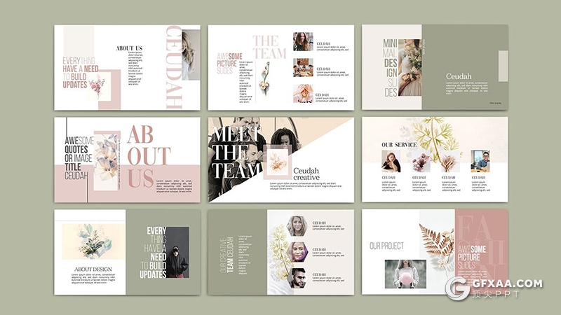 35页简约时尚流行风格模特写真摄影keynote模板 - 顶尖PPT