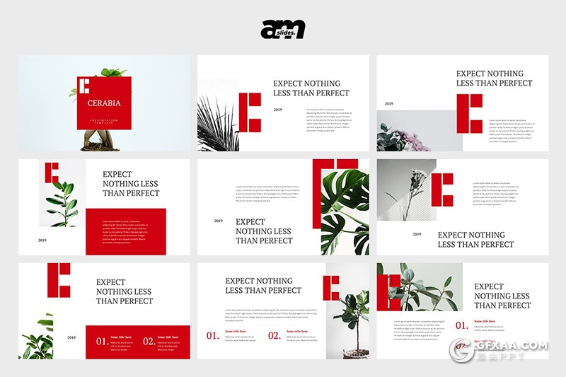 30页红色简约扁平化风格keynote模板 - 顶尖PPT