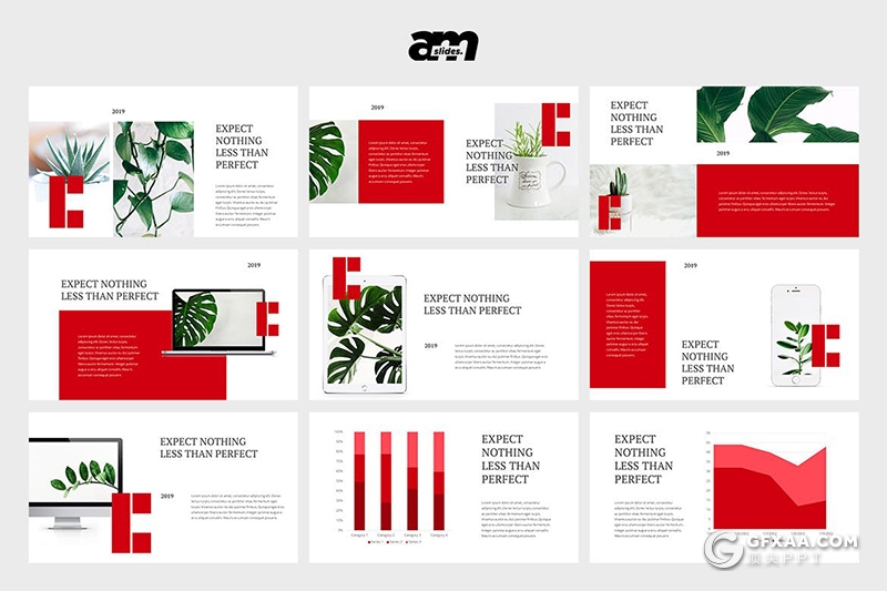 30页红色简约扁平化风格keynote模板 - 顶尖PPT