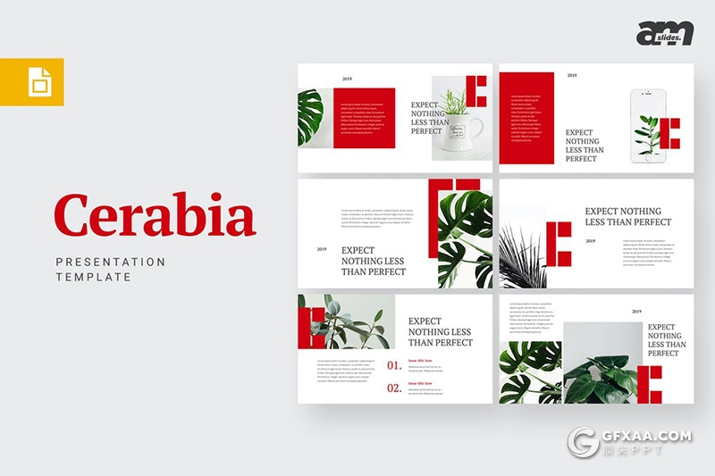 30页红色简约扁平化风格Google slides模板 - 顶尖PPT