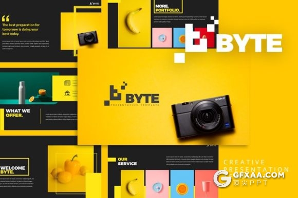 53页字节创意风格商务工作总结作品展示PPT模板 - 顶尖PPT