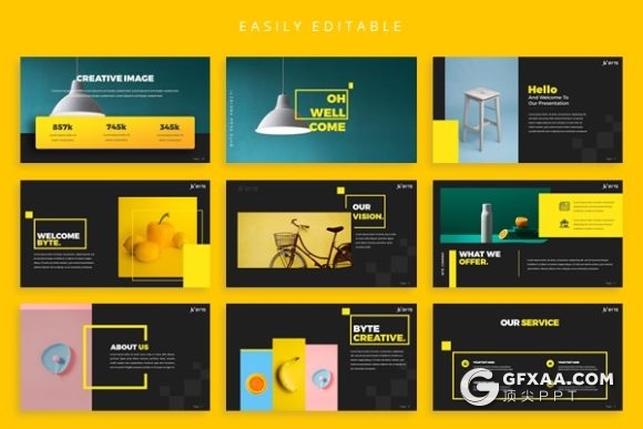 53页字节创意风格商务工作总结作品展示PPT模板 - 顶尖PPT