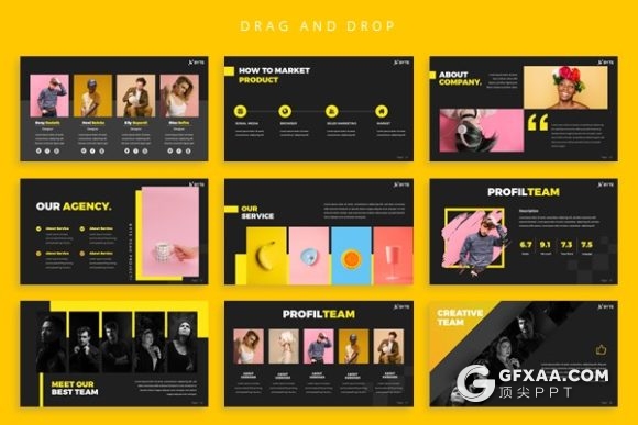 53页字节创意风格商务工作总结作品展示PPT模板 - 顶尖PPT