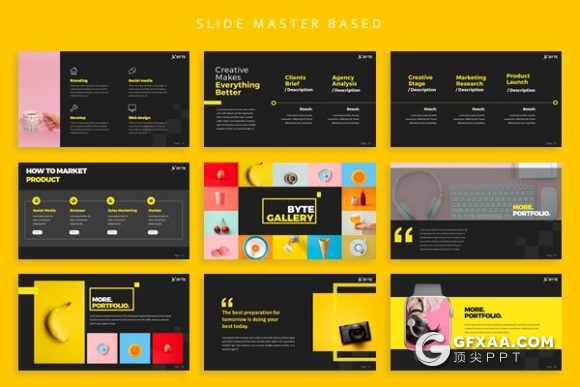 53页字节创意风格商务工作总结作品展示PPT模板 - 顶尖PPT