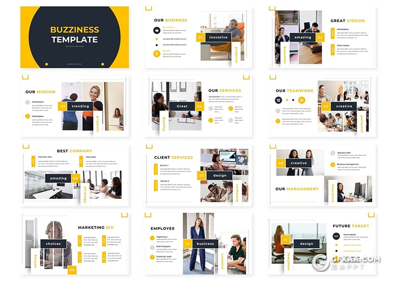 30页欧美商务企业团队介绍商业计划项目合作通用Google slides模板5种主题配色 - 顶尖PPT