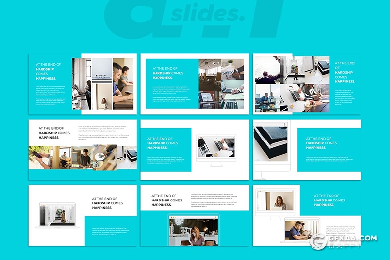 30页简约风格商务团队简介小清新风格Google slides模板 - 顶尖PPT