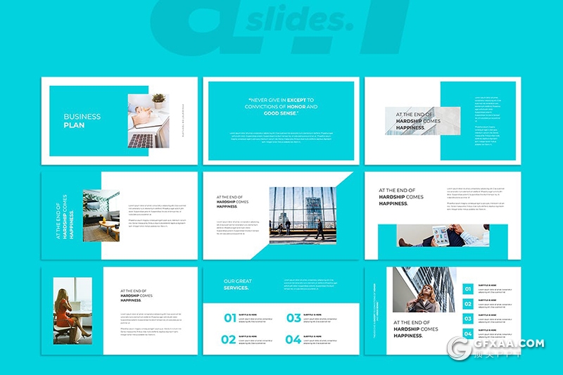 30页简约风格商务团队简介小清新风格Google slides模板 - 顶尖PPT