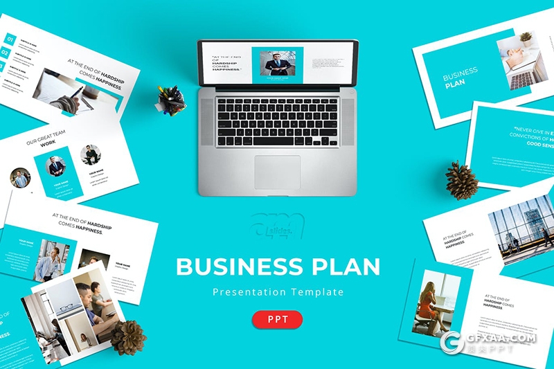 30页简约风格商务团队简介小清新风格PPT模板 - 顶尖PPT