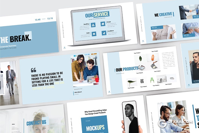 30页国外商业风格商务项目合作公司会议PPT模板5种配色 - 顶尖PPT