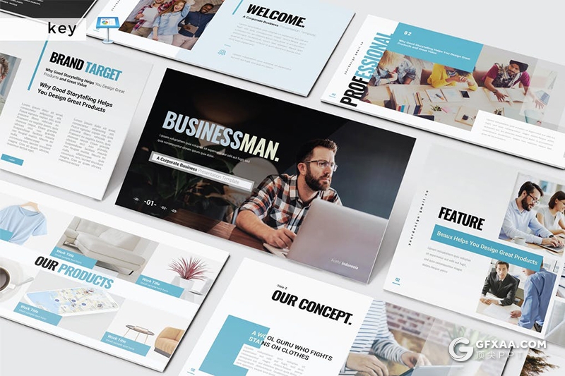 30页国外商业风格商务项目合作公司会议keynote模板5种配色 - 顶尖PPT