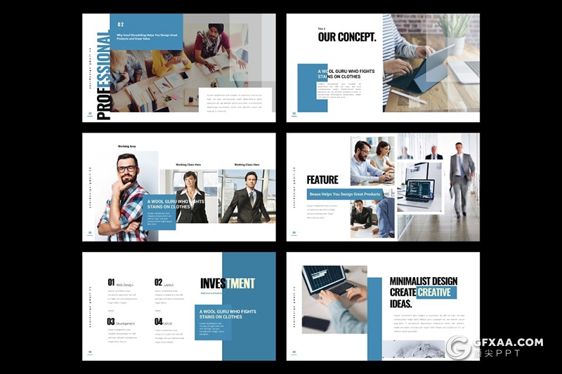 30页国外商业风格商务项目合作公司会议PPT模板5种配色 - 顶尖PPT