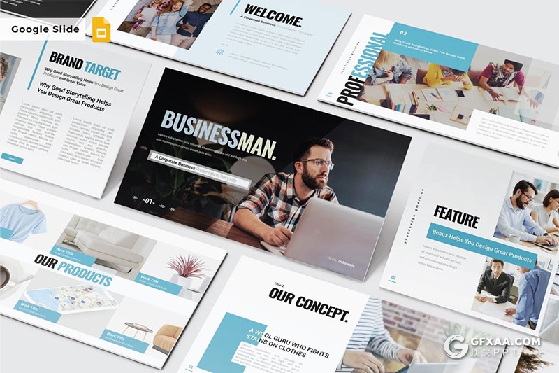 30页国外商业风格商务项目合作公司会议Google slides模板5种配色 - 顶尖PPT