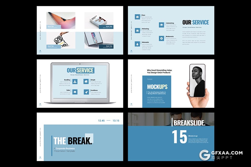 30页国外商业风格商务项目合作公司会议PPT模板5种配色 - 顶尖PPT