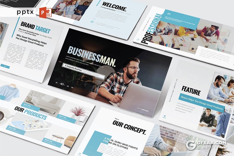 30页国外商业风格商务项目合作公司会议PPT模板5种配色 - 顶尖PPT