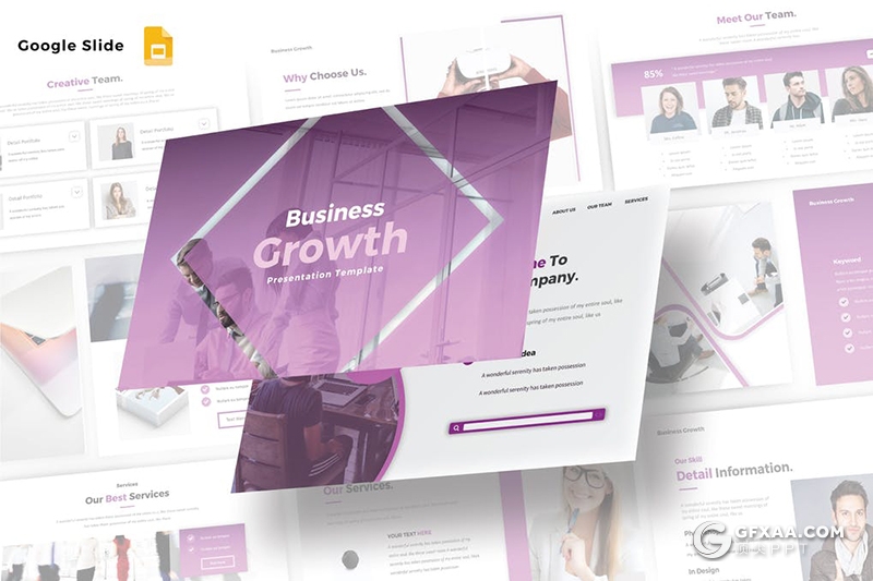 30页创意版式设计设计公司团队简介Google slides模板5种配色 - 顶尖PPT