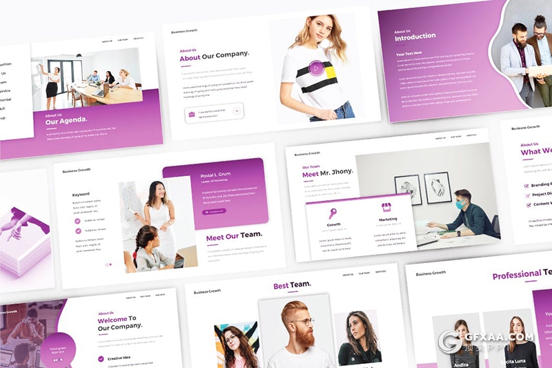 30页创意版式设计设计公司团队简介keynote模板5种配色 - 顶尖PPT