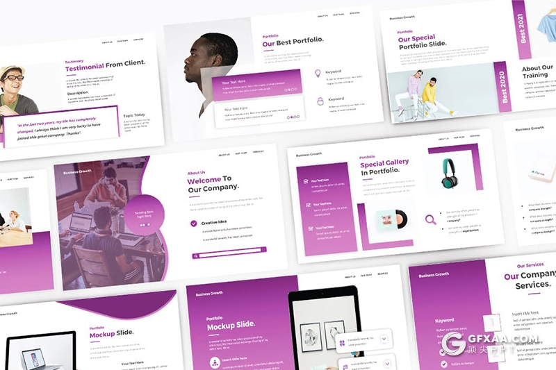 30页创意版式设计设计公司团队简介keynote模板5种配色 - 顶尖PPT