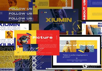 30页时尚潮流风格时尚模特写真服装秀keynote模板 - 顶尖PPT