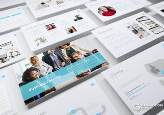 50页国外扁平化商务动画PPT模板6种配色 - 顶尖PPT