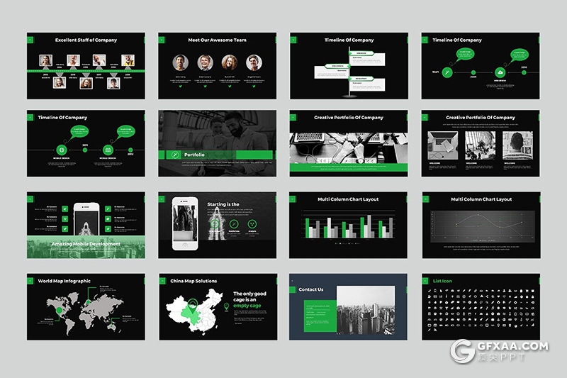 30页业务合作企业团队简介欧美扁平化Google slides模板3种配色 - 顶尖PPT