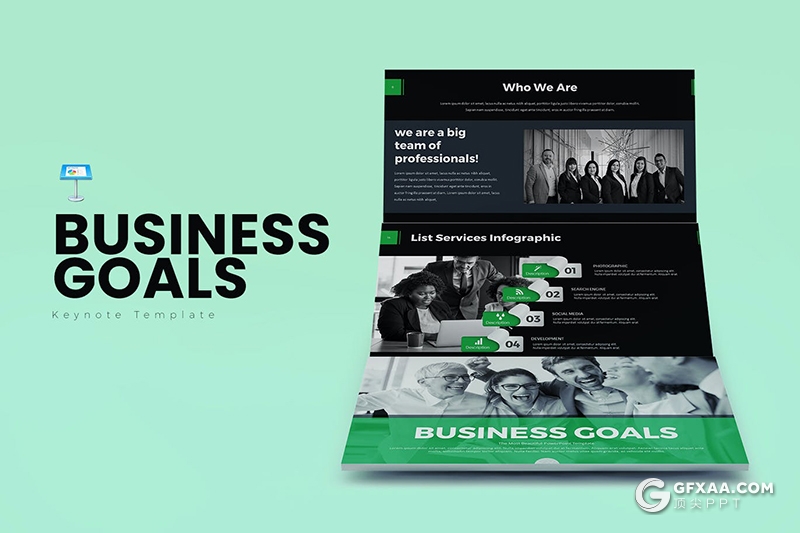 30页业务合作企业团队简介欧美扁平化keynote模板3种配色 - 顶尖PPT