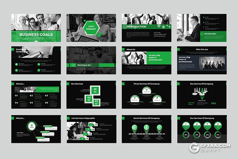 30页业务合作企业团队简介欧美扁平化Google slides模板3种配色 - 顶尖PPT