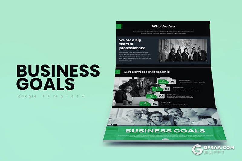 30页业务合作企业团队简介欧美扁平化Google slides模板3种配色 - 顶尖PPT