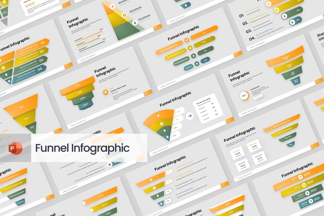 漏斗图信息图形展示PPT模板 - 顶尖PPT