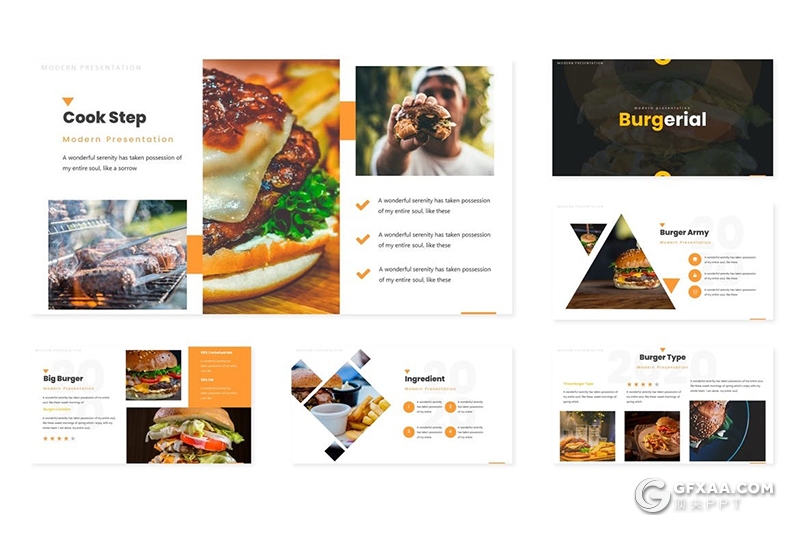 30页西式快餐汉堡薯条产品促销市场调研Google slides模板5种主题配色 - 顶尖PPT