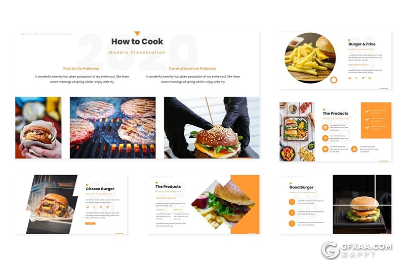 30页西式快餐汉堡薯条产品促销市场调研Google slides模板5种主题配色 - 顶尖PPT