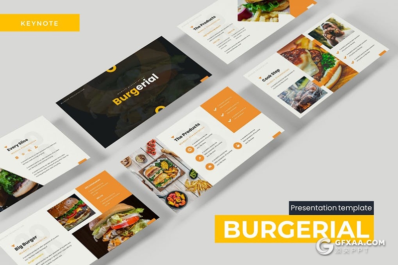 30页西式快餐汉堡薯条产品促销市场调研keynote模板5种主题配色 - 顶尖PPT