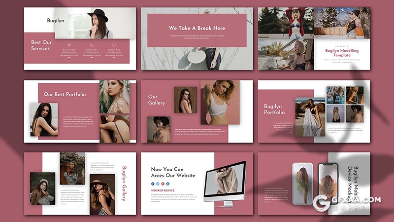 30页简约风格女性主题Google slides模板 - 顶尖PPT