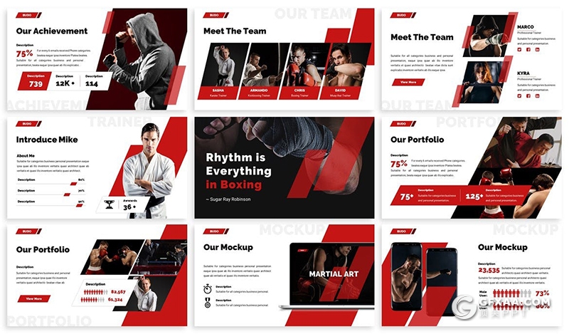 30页武术拳击散打培训宣传项目展示keynote模板 - 顶尖PPT