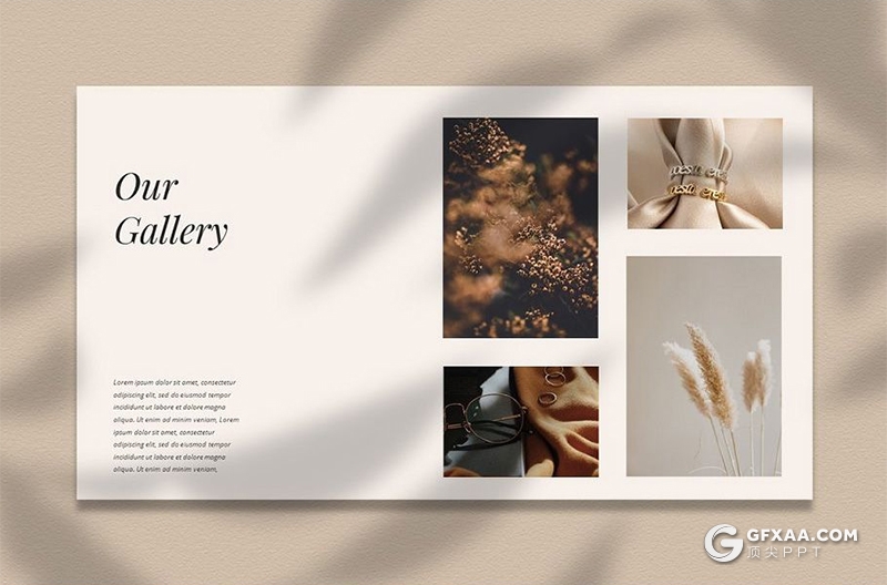 32页棕色欧式简约风格摄影美图展示PPT模板 - 顶尖PPT