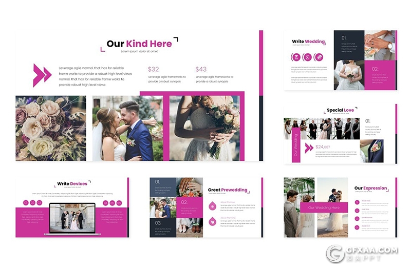 30页婚礼策划婚礼摄影美图展示Google slides模板 - 顶尖PPT