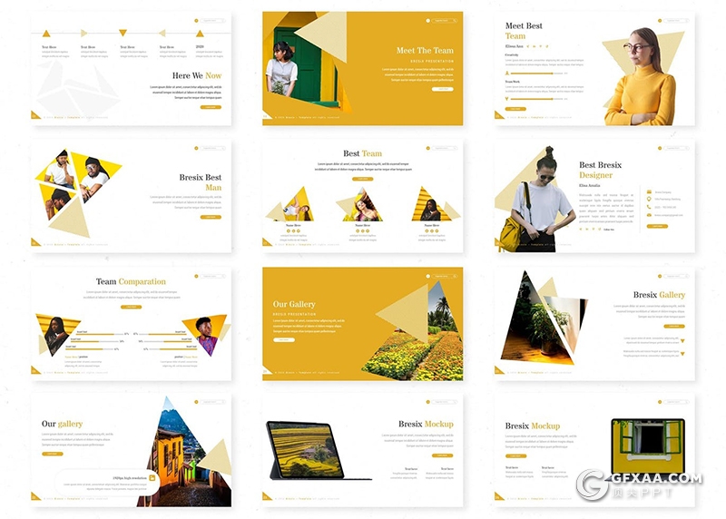 30页扁平化千纸鹤折纸效果通用PPT模板5种配色 - 顶尖PPT