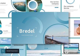 30页创意圆形组合版式海滩旅游通用keynote模板5种配色 - 顶尖PPT