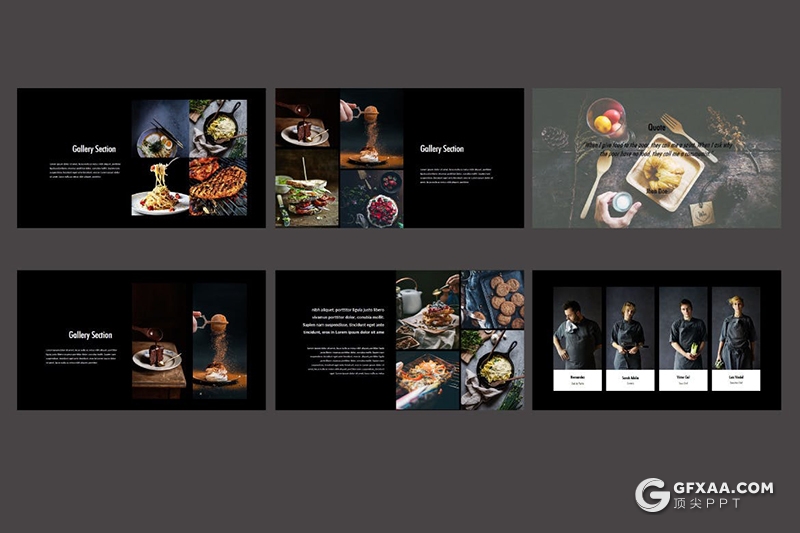 45页黑色系西式餐饮牛排餐厅展示宣传推广PPT模板 - 顶尖PPT