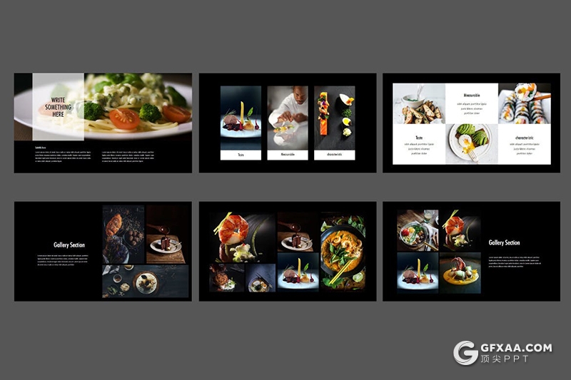 45页黑色系西式餐饮牛排餐厅展示宣传推广PPT模板 - 顶尖PPT