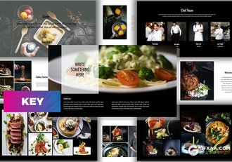 45页黑色系西式餐饮牛排餐厅展示宣传推广keynote模板 - 顶尖PPT