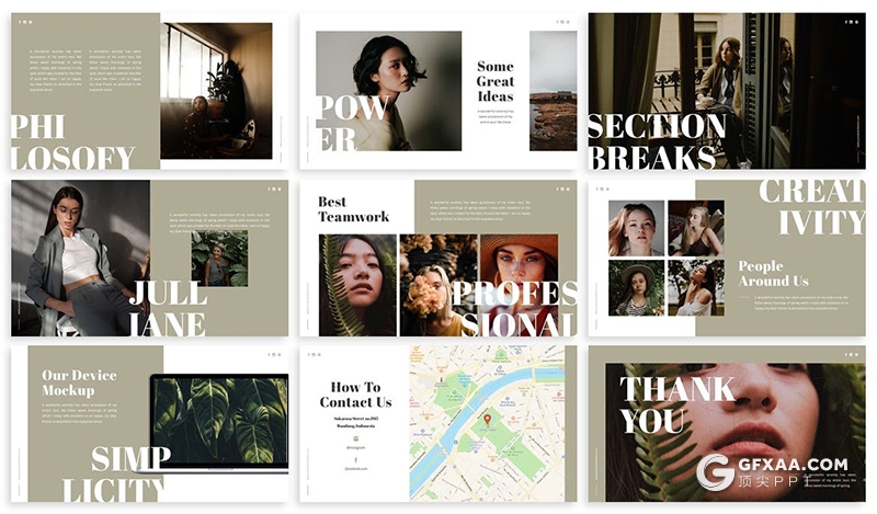 30页欧美时尚杂志风格时尚模特秀画册PPT模板 - 顶尖PPT