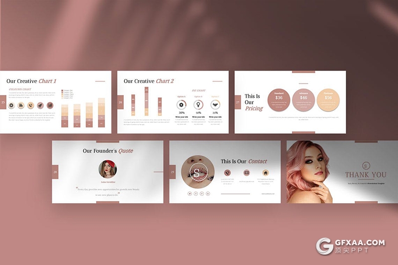 30页女性美容美妆行业主题PPT模板 - 顶尖PPT