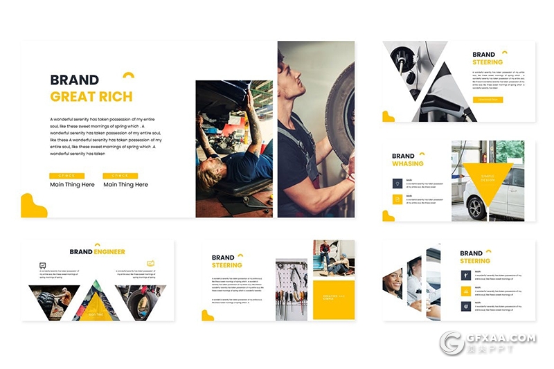 30页扁平化汽车服务维修保养行业keynote模板5种配色 - 顶尖PPT