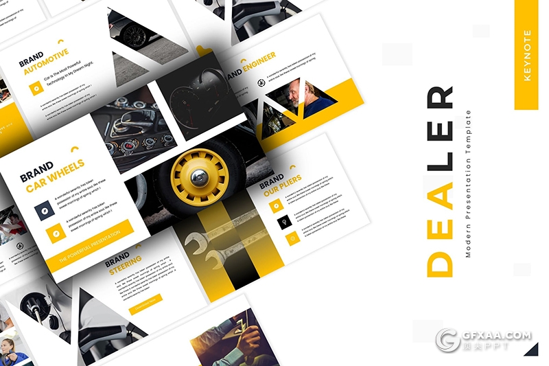 30页扁平化汽车服务维修保养行业keynote模板5种配色 - 顶尖PPT