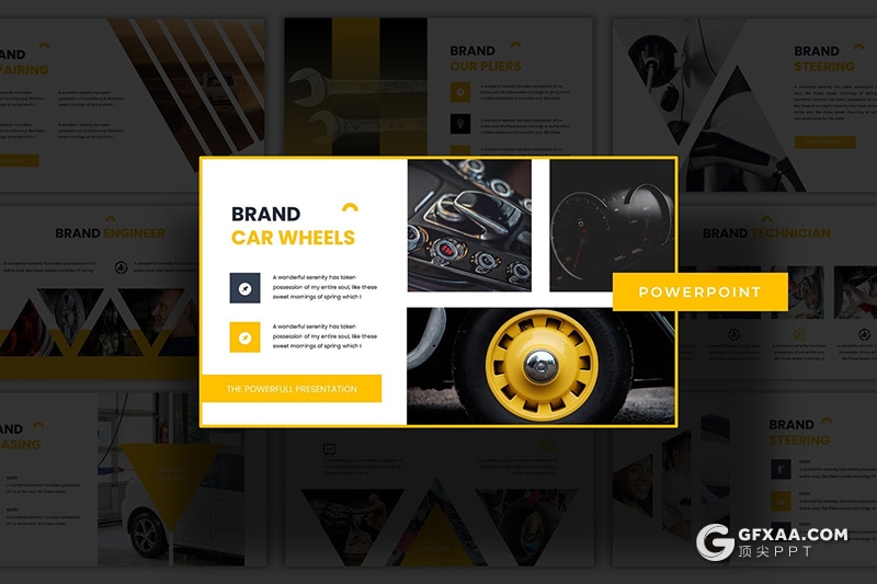 30页扁平化汽车服务维修保养行业PPT模板5种配色 - 顶尖PPT