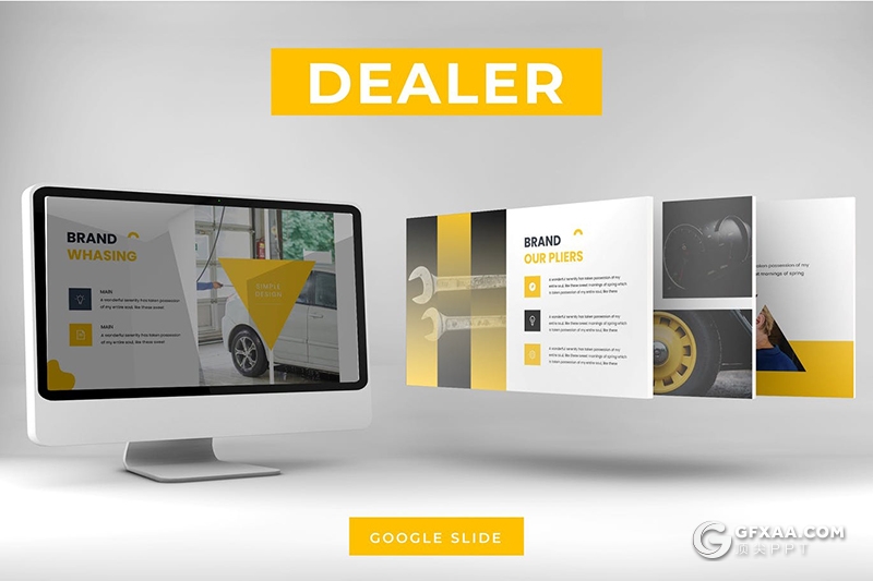 30页扁平化汽车服务维修保养行业Google slides模板5种配色 - 顶尖PPT