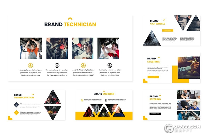 30页扁平化汽车服务维修保养行业keynote模板5种配色 - 顶尖PPT