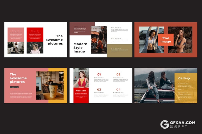 50页彩色时尚潮流模特写真服装秀PPT模板 - 顶尖PPT