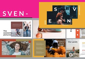 50页彩色时尚潮流模特写真服装秀PPT模板 - 顶尖PPT