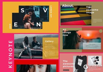 50页彩色时尚潮流模特写真服装秀keynote模板 - 顶尖PPT